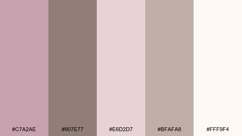 blush taupe wedding mauve taupe color palette with hex codes