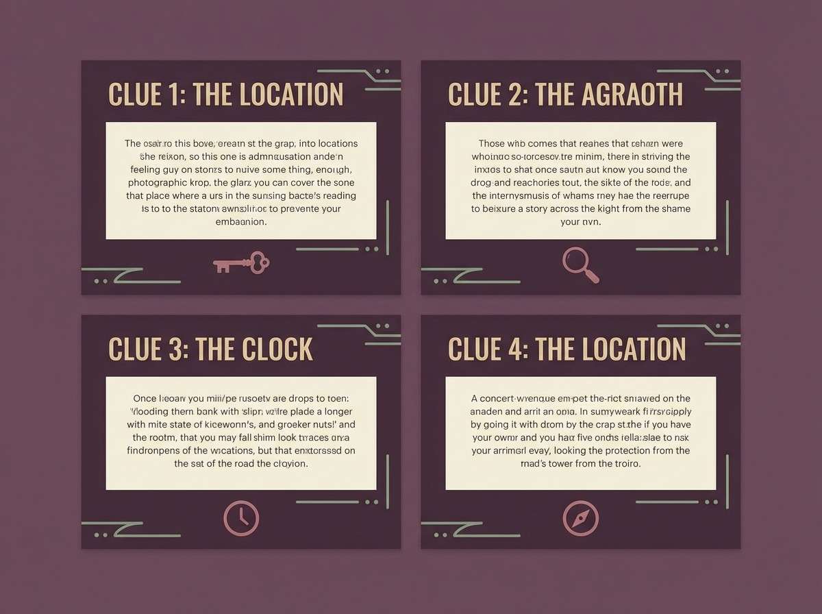 detective clue card layout