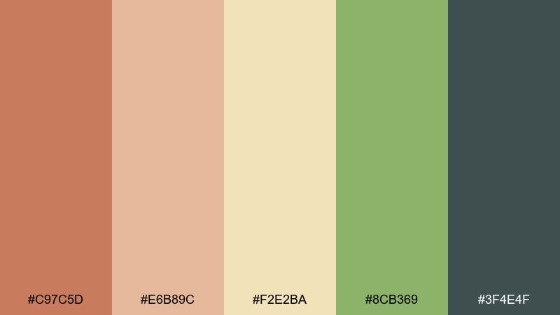 boho picnic color palette with hex codes