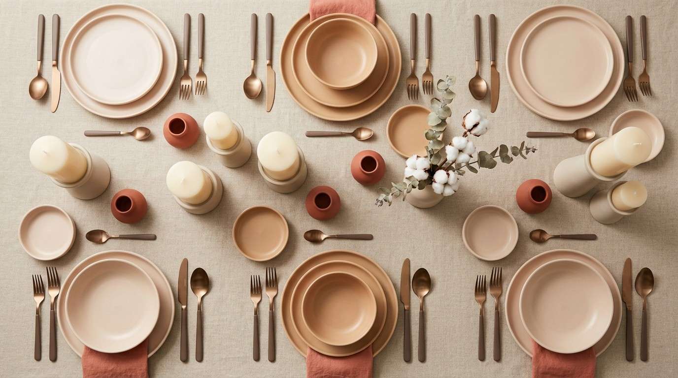 terracotta table with candles