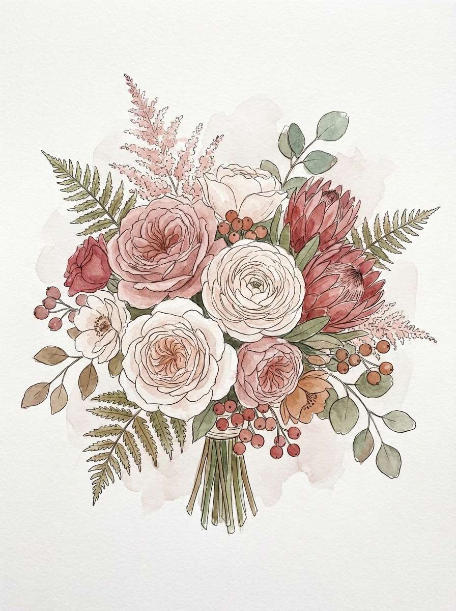 canyon rose bouquet art