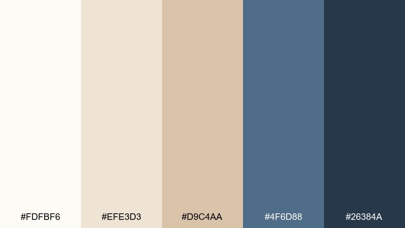 bone and denim color palette with hex codes