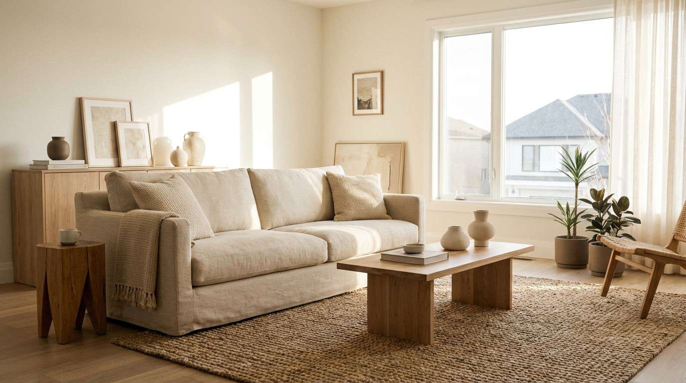 sunlit neutral living room