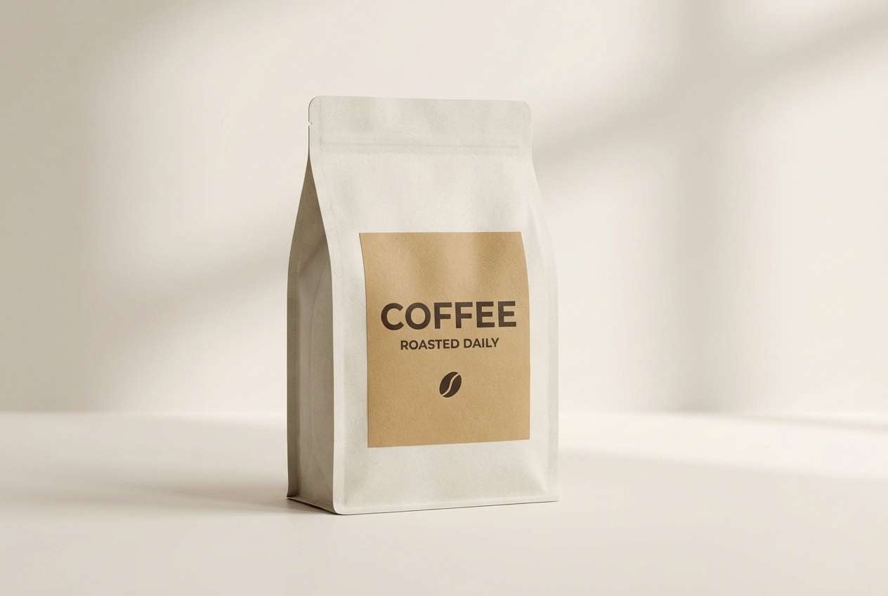 minimal coffee bag packaging