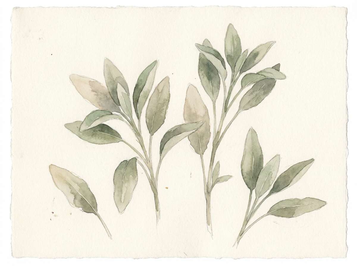 sage watercolor botanical print