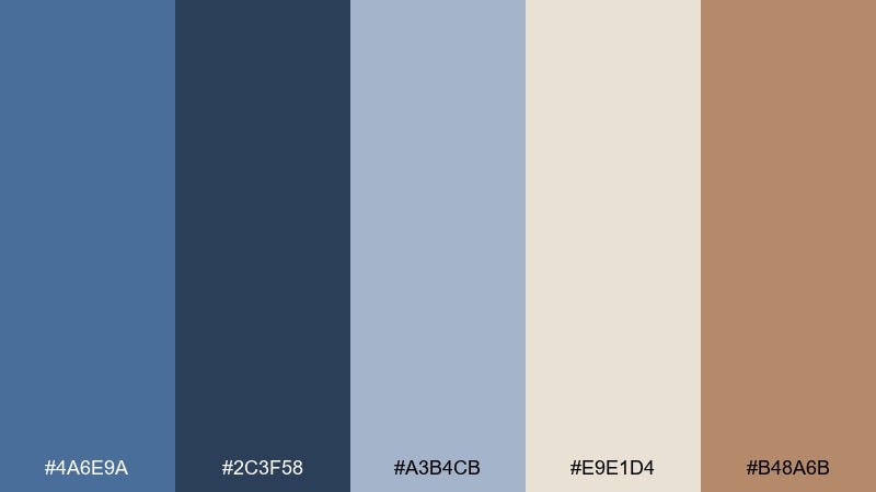 bookshop calm color palette with hex codes