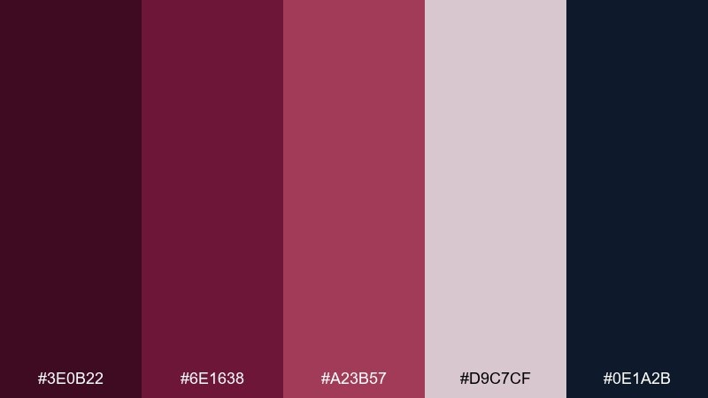 bordeaux night color palette with hex codes