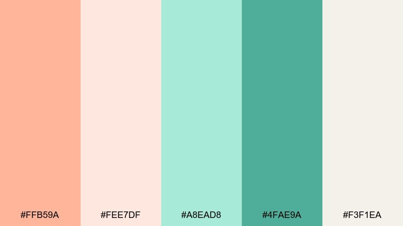 botanic studio peach mint color palette with hex codes