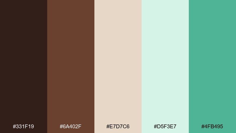 botanical-bonbon chocolate mint color palette with hex codes
