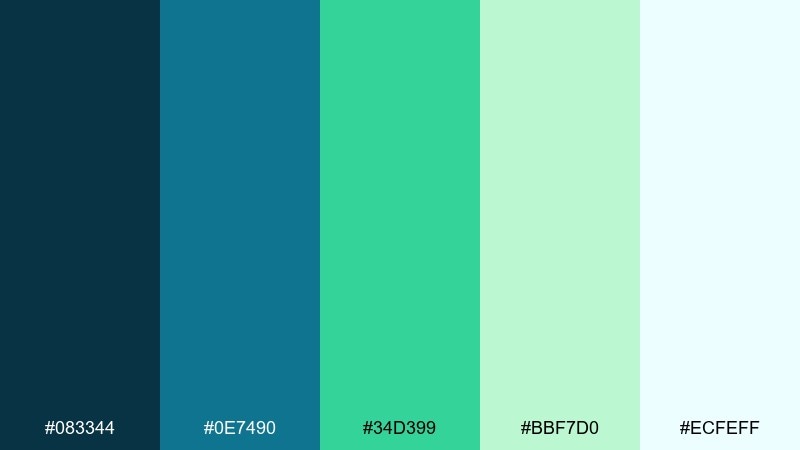 botanical breeze blue mint green color palette with hex codes