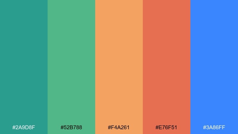 botanical burst bright color palette with hex codes