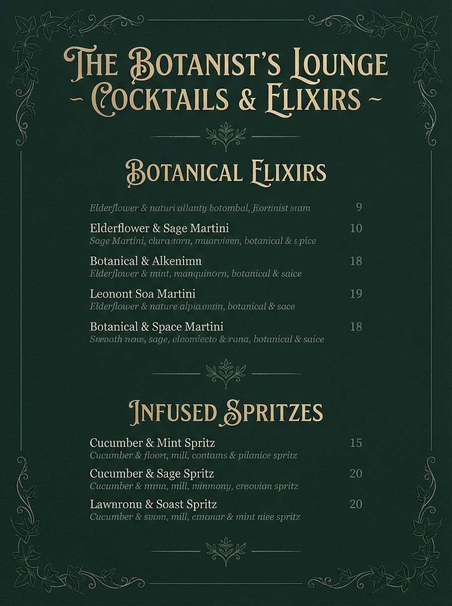 botanical bar menu