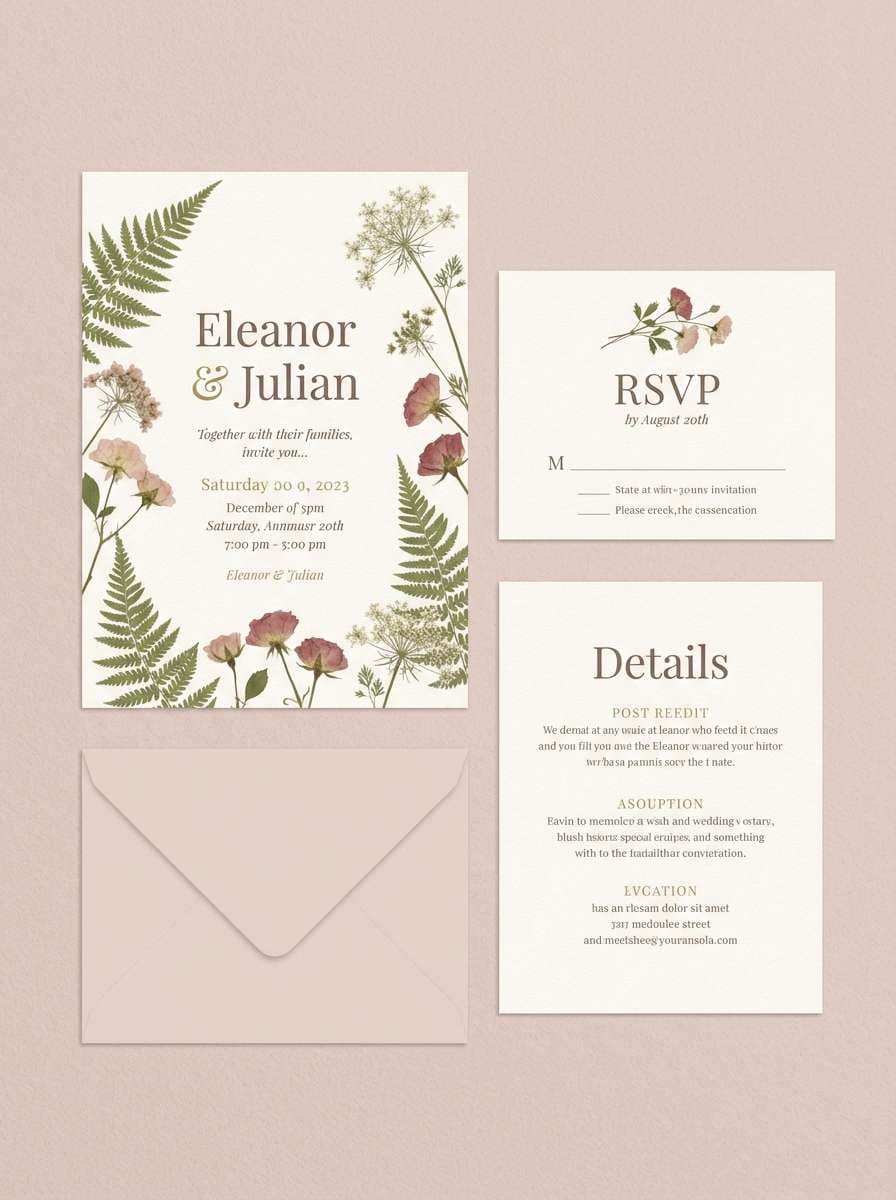 pressed flower invitation