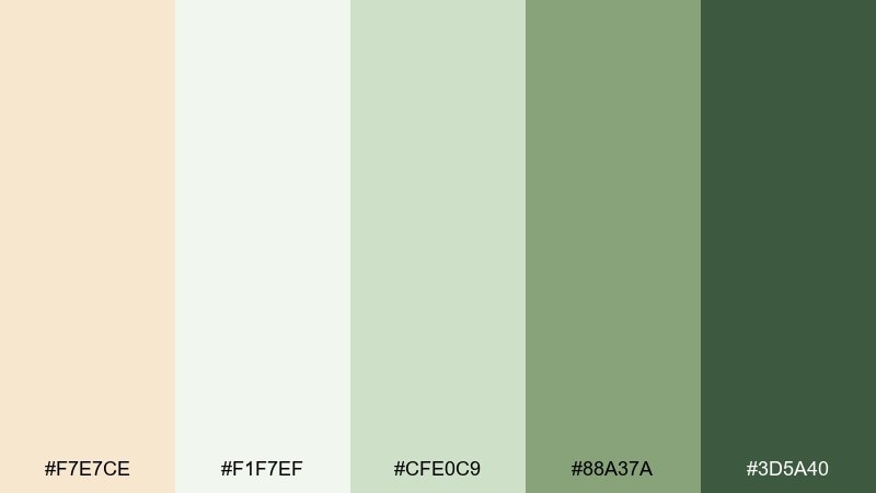 botanical cream color palette with hex codes