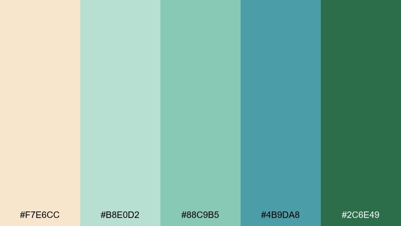 botanical gelato cream blue green color palette with hex codes
