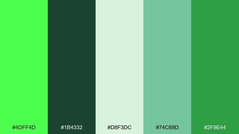 botanical glasshouse bright green color palette with hex codes