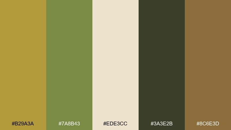 botanical herbarium brass color palette with hex codes