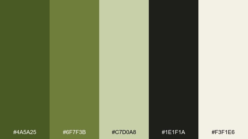 botanical ink olive green color combination with hex codes