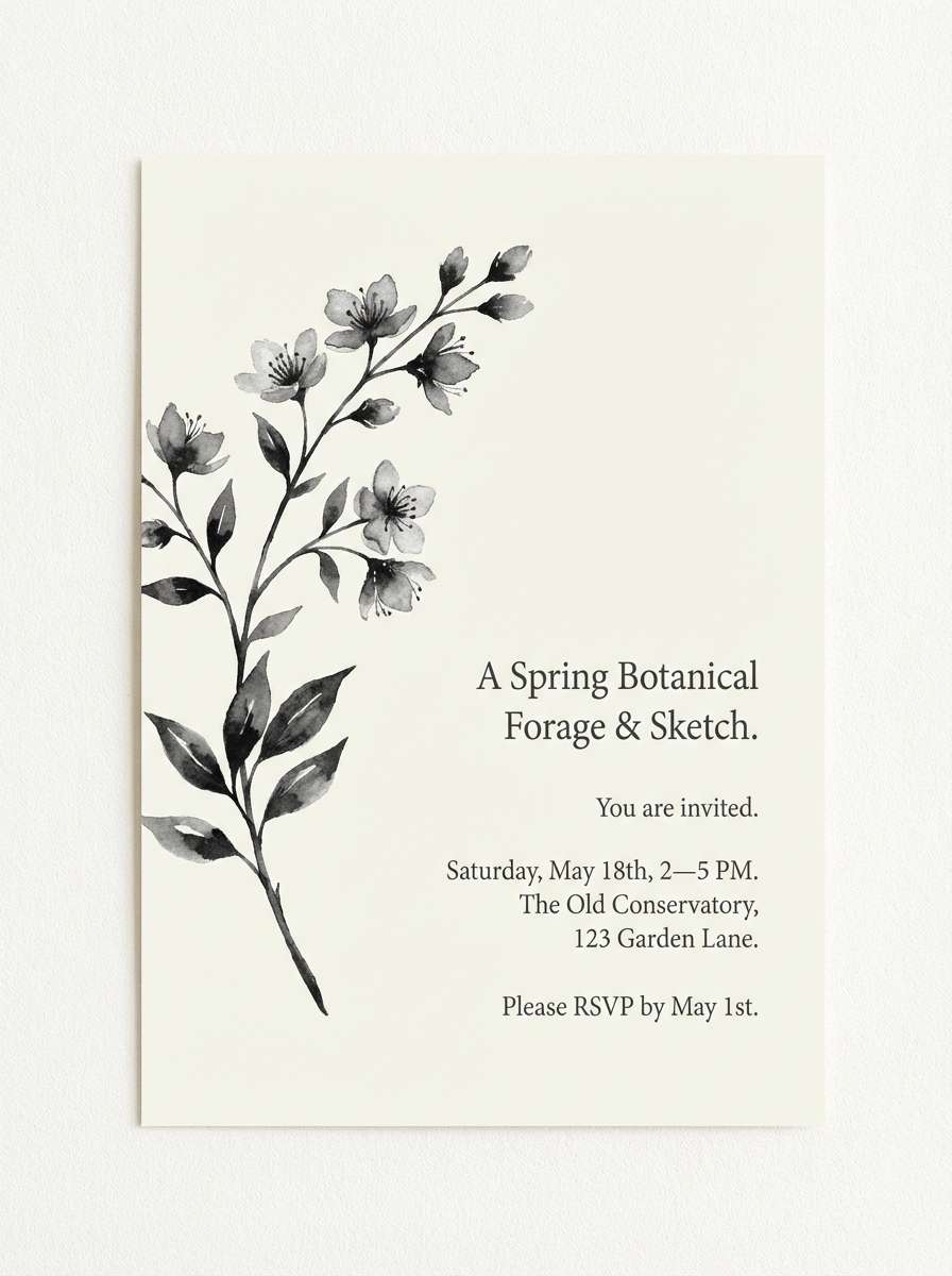 botanical invitation watercolor