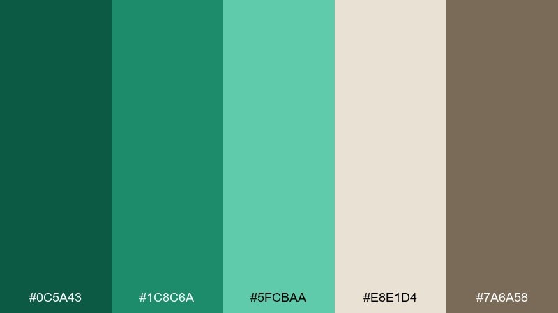 botanical linen emerald color palette with hex codes