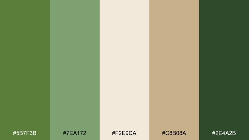 botanical linen fern green color palette with hex codes
