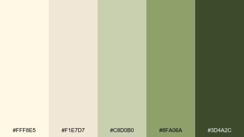 botanical paper white ivory color palette with hex codes