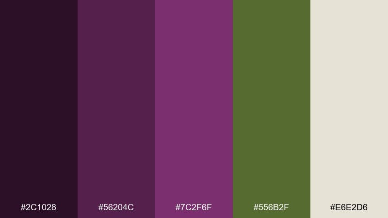botanical plum and olive purple plum color palette with hex codes