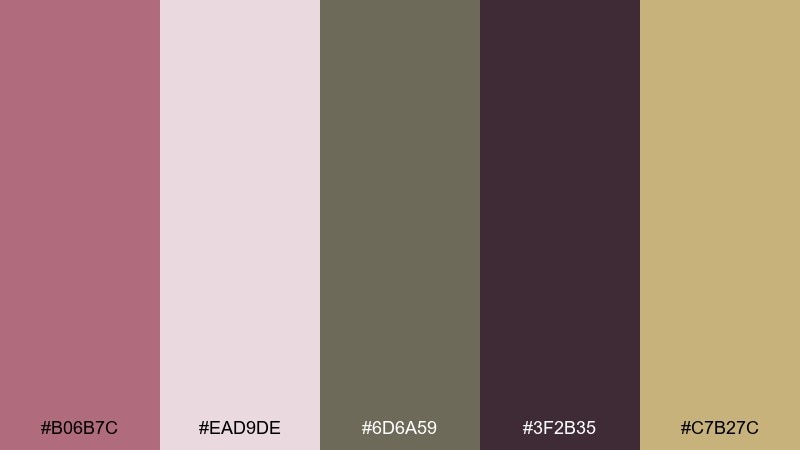 botanical plum wash puce color palette with hex codes