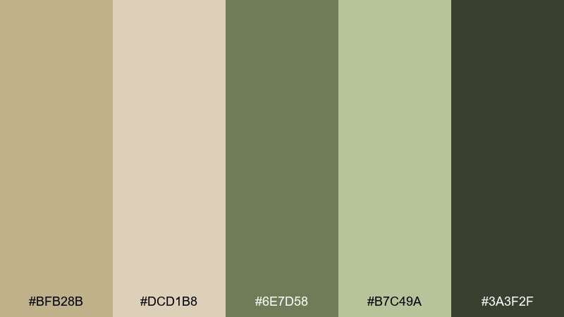botanical press khaki beige color palette with hex codes