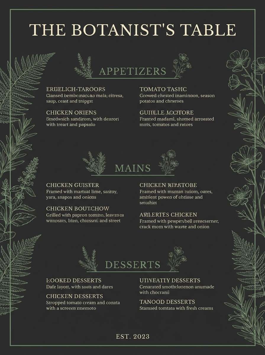 botanical menu design