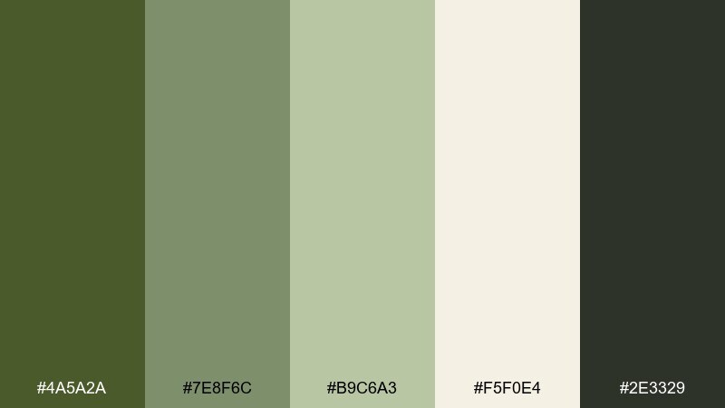 botanical sage wash color palette with hex codes