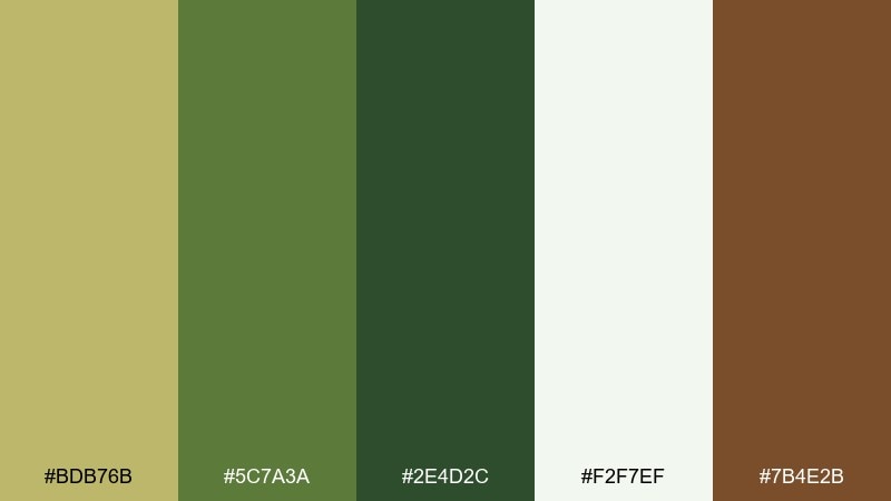 botanical study dark khaki color palette with hex codes