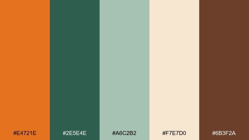 botanical tangerine dark tangerine color palette with hex codes