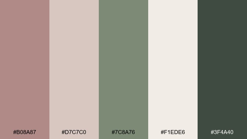 botanical taupe garden color palette with hex codes