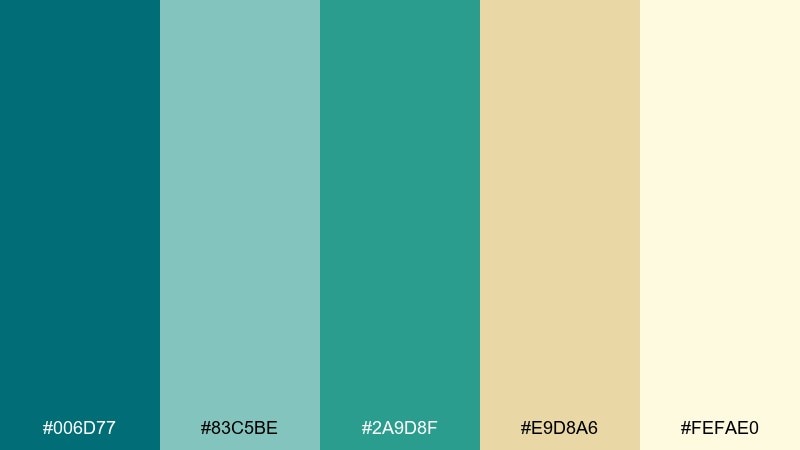 botanical tide dark cyan color palette with hex codes