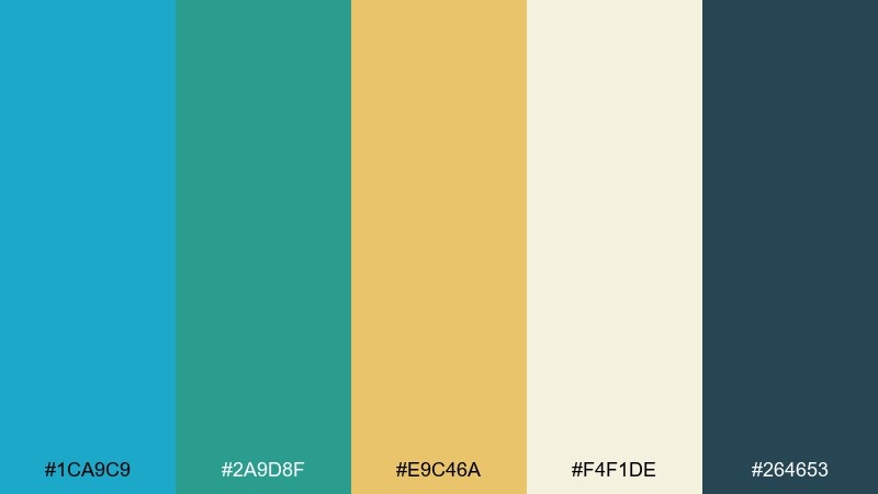 botanical tide pacific blue color palette with hex codes