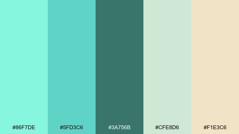 botanical watercolor aquamarine color palette with hex codes