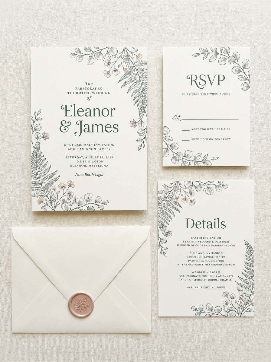 eucalyptus wedding invitation