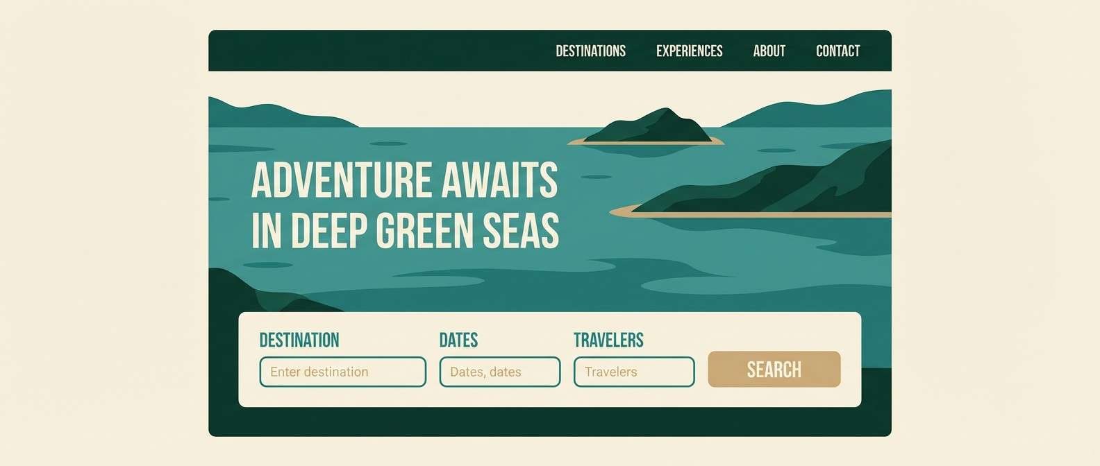 coastal travel ui mockup
