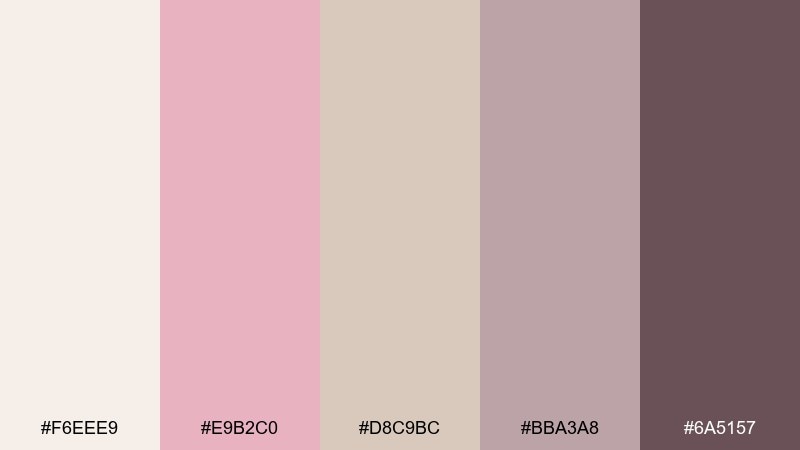 boutique branding blush color palette with hex codes
