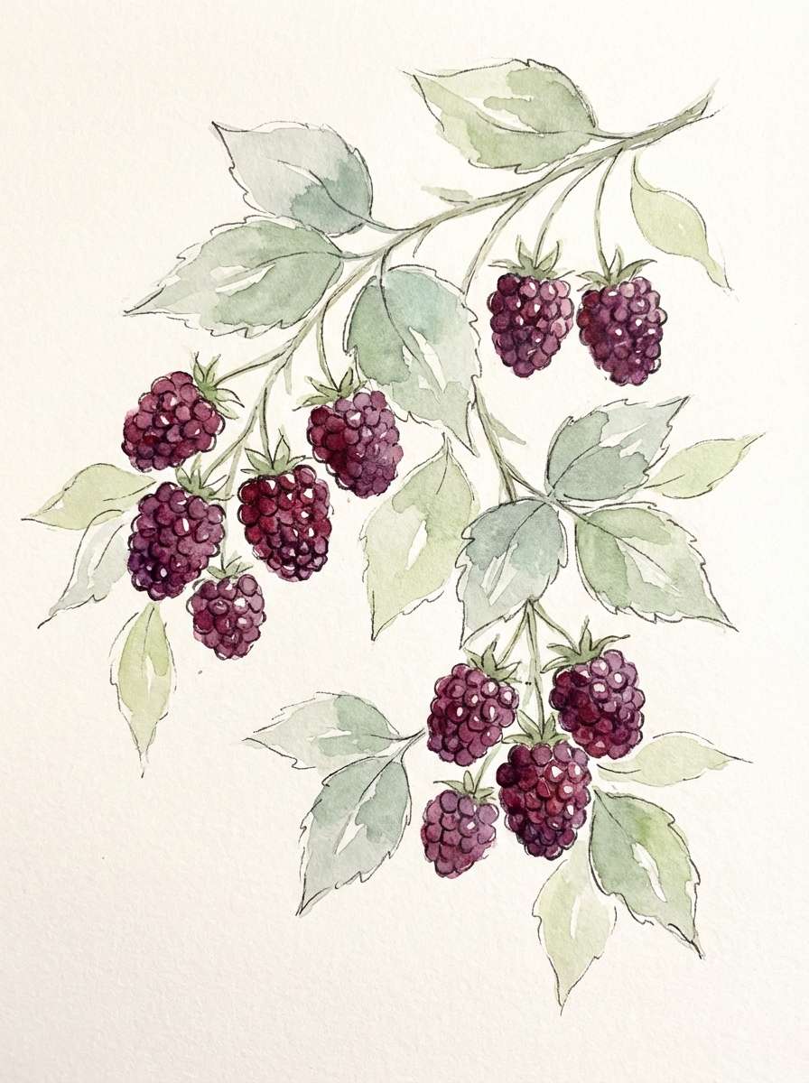 sage and berry botanical art