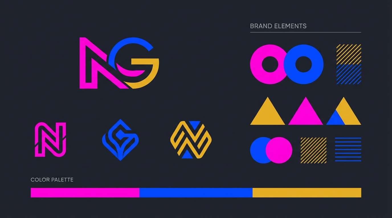 modern brand identity color board in pop art color scheme