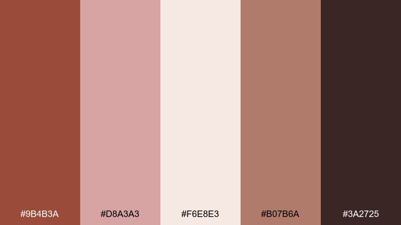 brandy rose sienna color palette with hex codes