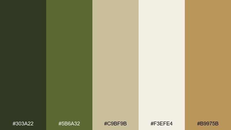 brass and linen color palette with hex codes