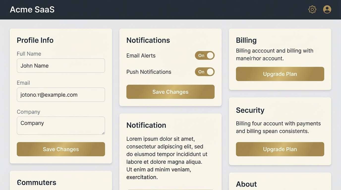 saas settings ui