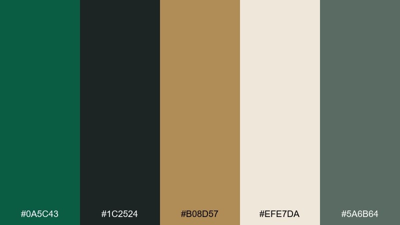 brass compass heritage phthalo green color palette with hex codes