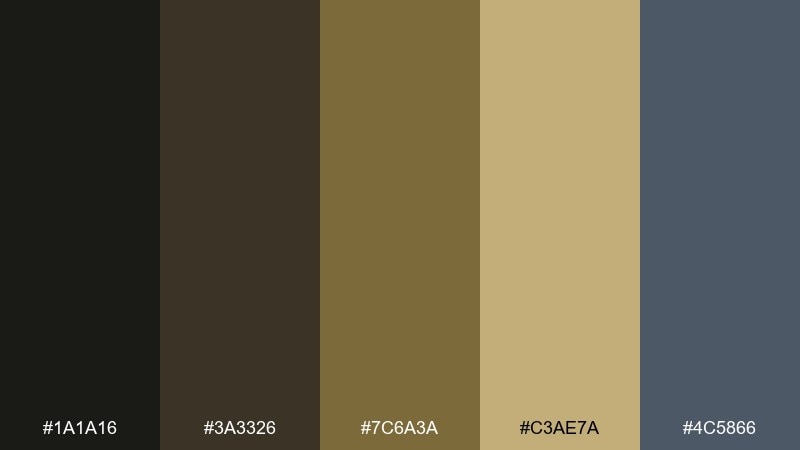 brass telescope dark academia color palette with hex codes