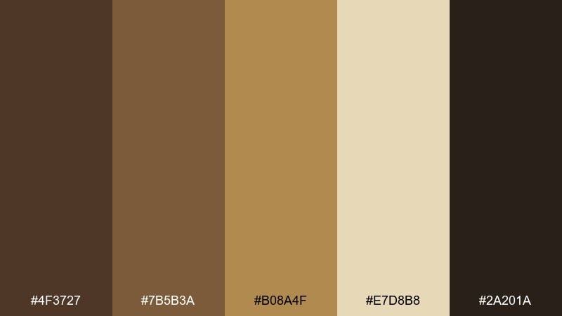 brasswood umber color palette with hex codes