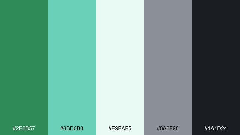 breeze and basalt sea green color combination with hex codes
