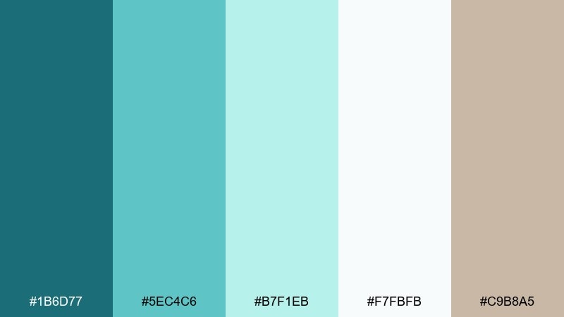 breeze and foam aquarium color palette with hex codes